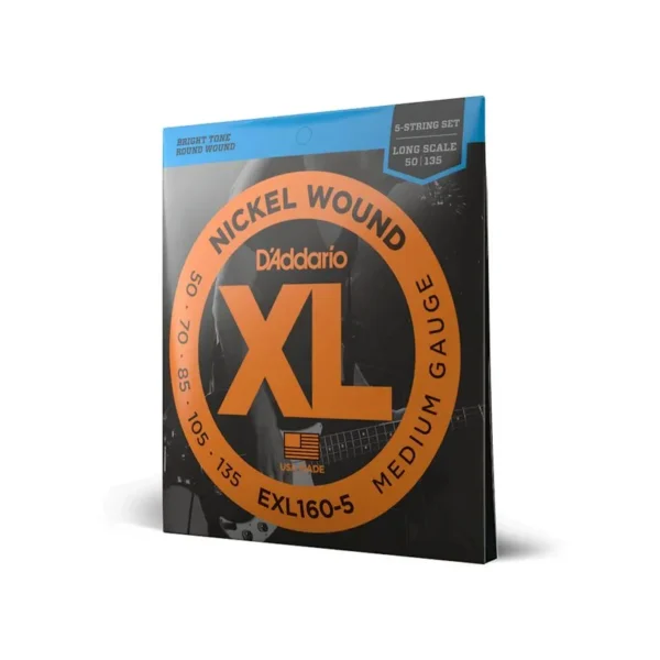 EXL160-5 DADDARIO Cuerdas Bajo XL Niquel 5 Cuerdas Medium/Long Scale