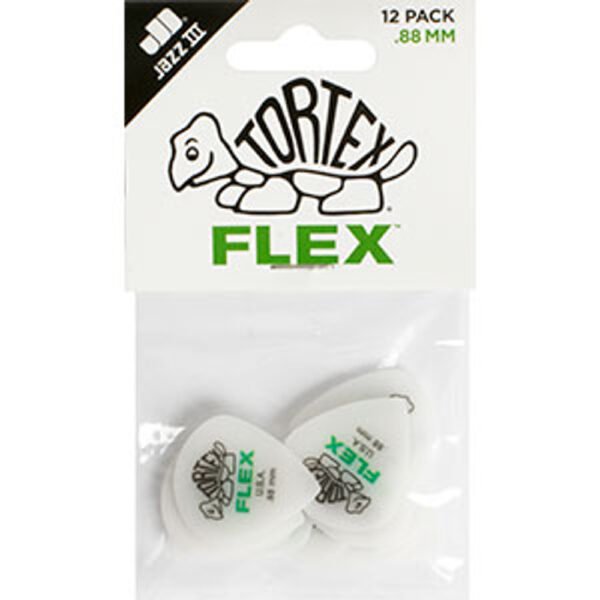 JIM DUNLOP (468P.88) TORTEX FLEX JAZZ III .88 PLYPK X12 - JIM DUNLOP