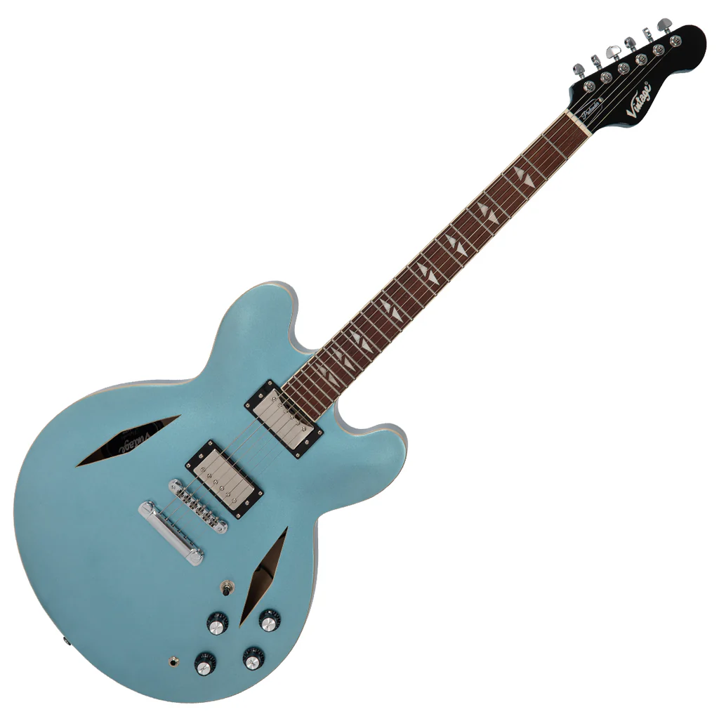 Vintage VSA550 – Semi Hollow Gun Hill Blue – MusicWorks, Tienda de
