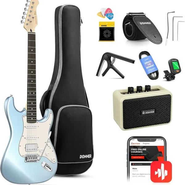 Pack Guitarra Eléctrica Stratocaster Donner DST-152R Blue