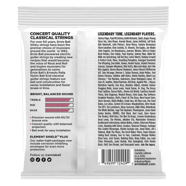 Cuerdas de guitarra Ernie Ball 2409 Ernesto Palla negras y doradas con punta de bola