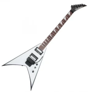 Guitarra eléctrica Serie JS King V JS32 blanca con biseles negros