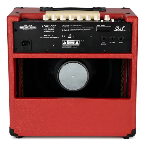 D_NQ_NP_770610-MLA93546029962_102025-O Cort CM 30R Amplificador 30 Watts para Guitarra Eléctrica Dark Red